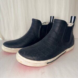 Joules Black Croc-Embossed Rain Boots